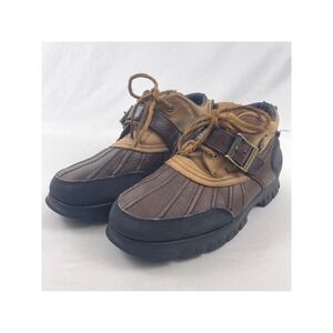 Polo Ralph Lauren Dover III Mens Brown Leather Duck Boots Buckle Strap Size 8.5D